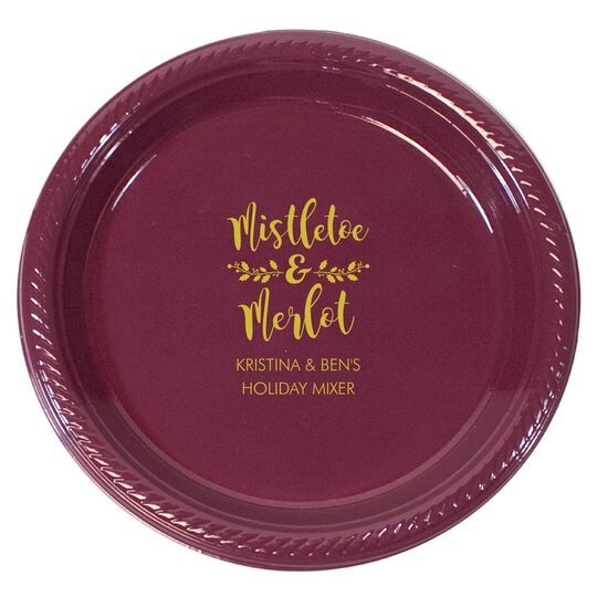 Mistletoe and Merlot Plastic Plates